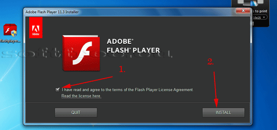 Tutorial Adobe Flash Player acceptarea termenilor și condițiilor de actualizare