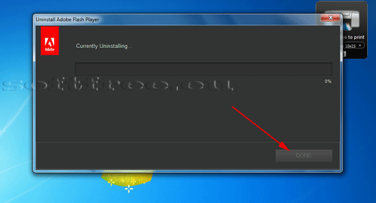 Tutorial Adobe Flash Player dezinstalare - dezinstalarea efectivă